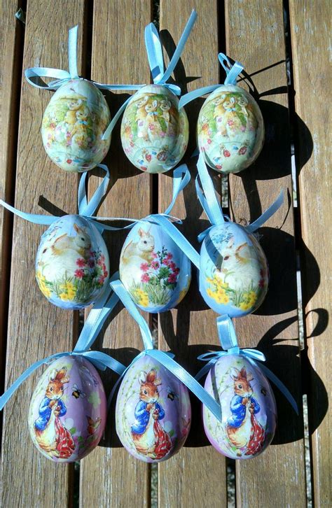 Vintage Decoupage Easter Egg Hanging Ornaments Eggs Total Etsy