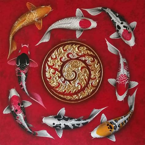 Best Japanese Feng Shui Coy Fish Art Painting For Sale