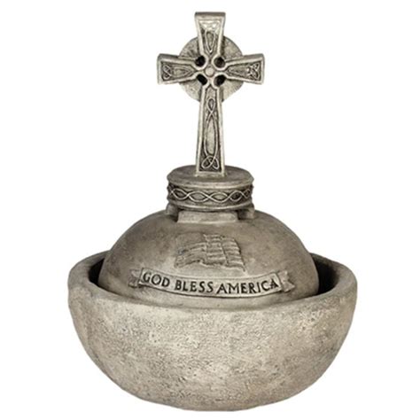 Small Cross God Bless America Bowl Solid Rock Stone Works