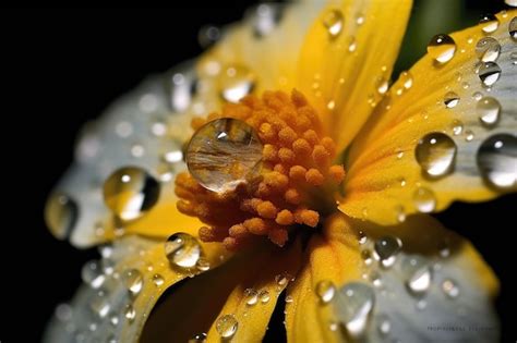 Premium Ai Image Macro Shot Of Raindrops On Flower Ai Generative