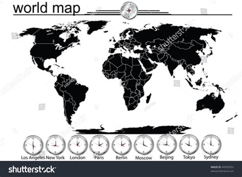 Detailed World Map Country Borders Time Stock Vector (Royalty Free ...