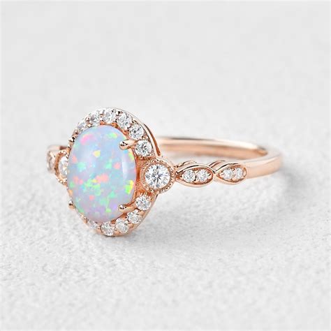 1.5ct Oval Cut Opal Vintage Halo Ring – Felicegals