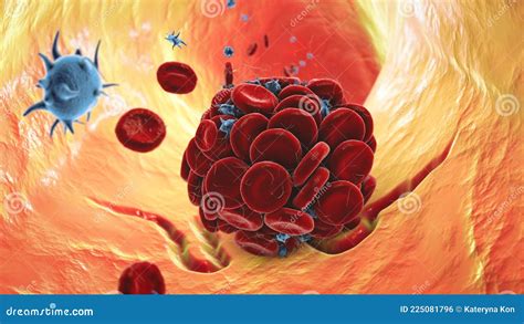 Blood Clot In Damaged Blood Vessel Made Of Red Blood Cells Platelets