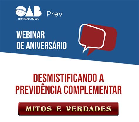 OABPrev Rs realizará webinar em comemoração de aniversário de 16 anos