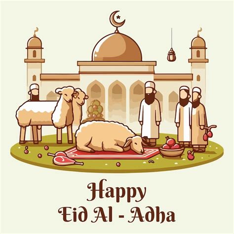 Feliz Eid Al Adha Saludos Vector Vector Premium