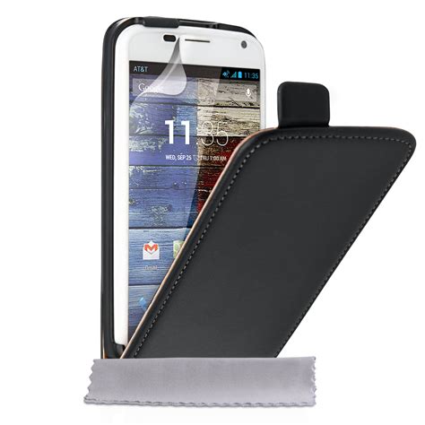 Caseflex Motorola Moto X Real Leather Flip Case Black