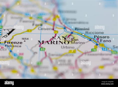 San Marino Shown On A Road Map Or A Geography Map Stock Photo Alamy