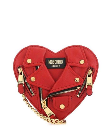 Moschino Red Leather Biker Handbag Lyst