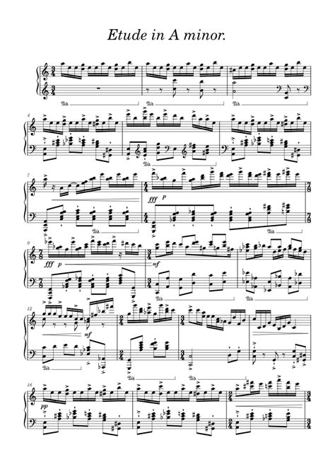 Etude In A Minor Sheet Music For Piano Solo Musescore