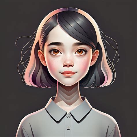 Premium Ai Image Wonderful Girl Digital Avatar Illustration On A Clean Background Smiling Girl