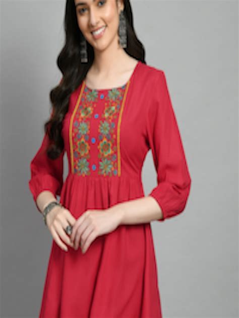 Buy Kalini Floral Embroidered Round Neck Tunic Tunics For Women