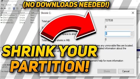 How To Shrink Windows Partition Fix Mb Problem No External Tools