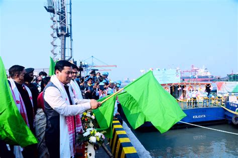 Assam Union Minister Sarbananda Sonowal Flags Off The Maiden Voyage Of