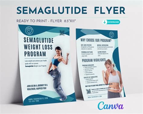 Semaglutide Weight Loss Program Canva Flyer Template Printable