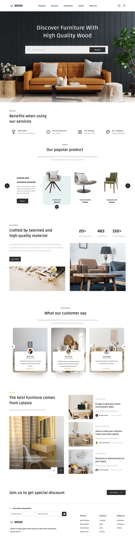 Furniture Website Ui Design Woodo On Behance