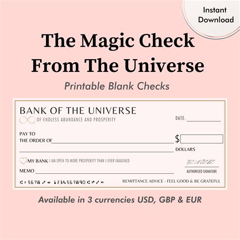 Manifestation Blank Lottery Check Template