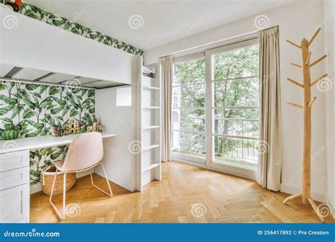 Spacious Study Room With Table And Shelves Stock Photo Image Of Style