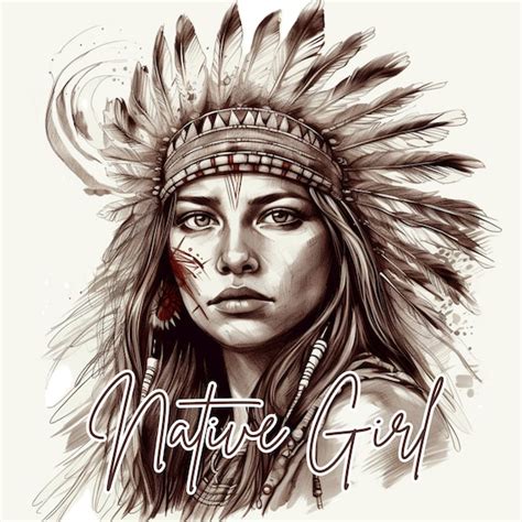 Beautiful Native American Girl Drawing