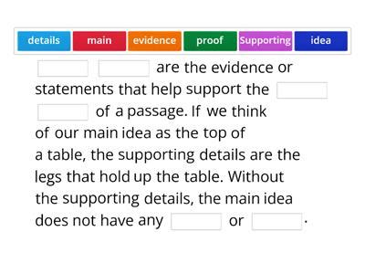 topic sentence supporting details teaching resources