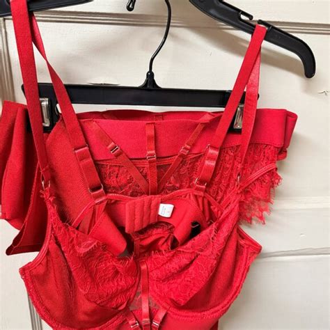 Intimates Sleepwear 3pc Red Garter Lingerie Set Poshmark