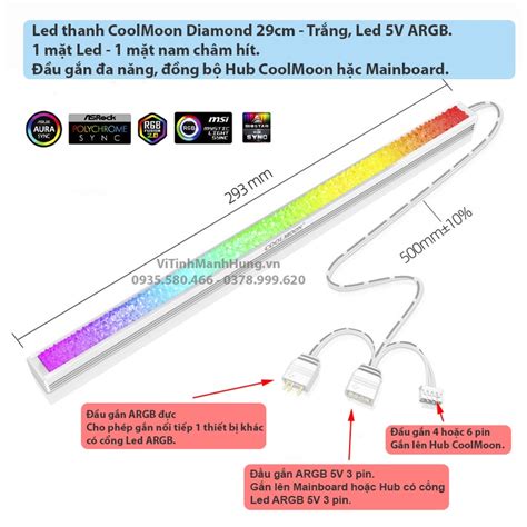 Mua Led thanh CoolMoon ARGB 30 40cm đồng bộ Mainboard Hub CoolMoon