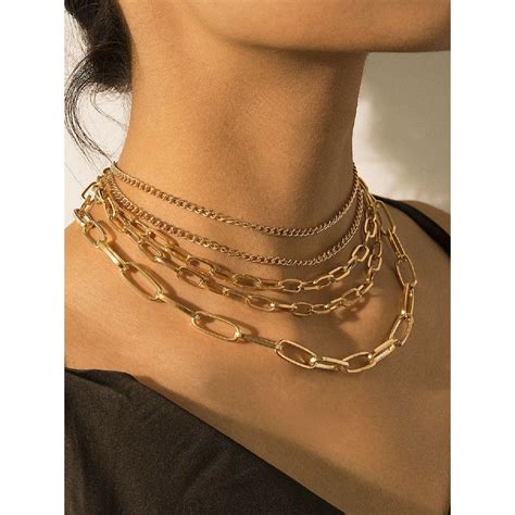 Buy Oomph Gold Tone Link Chain Multi Layered Multi Strand Delicate