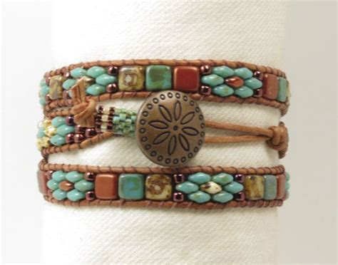 A Stylish Bohemian Bracelet Its Beaded With The Popular Superduos And Czechmate Tiles Which Are