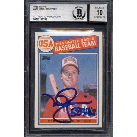 Mark Mcgwire Signed Topps Oly Rc Bas Autograph Graded Bas