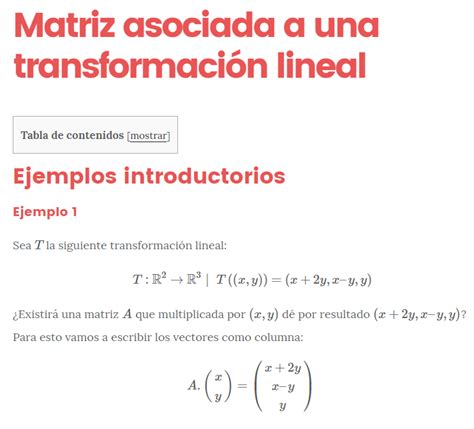 Matriz asociada a una transformación lineal Ejemplos y videos