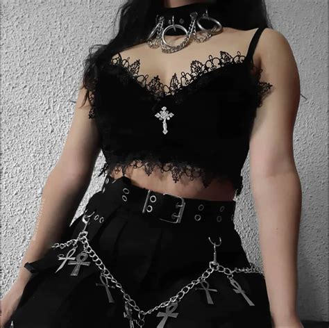 Goth Punk Streetwear Cami Crop Top Goth Clothing E Girl Etsy