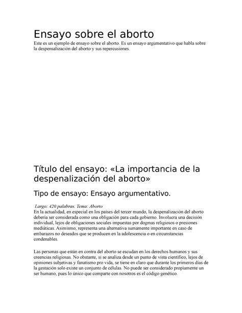 Textos Argumentativos Sobre Aborto FDPLEARN