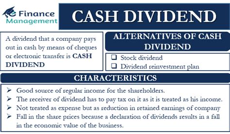 Cash Dividend: Meaning, Characteristics, Example, Alternatives