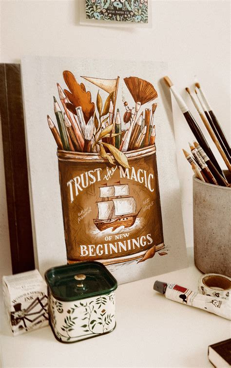 New Beginnings art print | A4 illustrated retro poster — So Quiet Shop