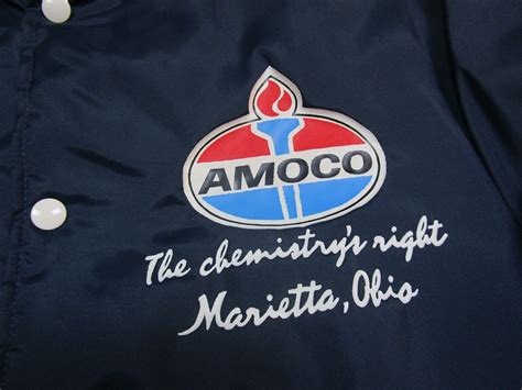 Vintage Amoco Oil And Gas Satin Bomber Jacket M The Gem