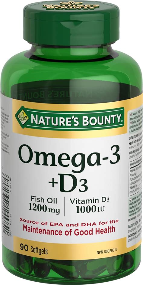 Natures Bounty Aceite De Pescado Omega 3 D3 1200 Mg Vitamina D3