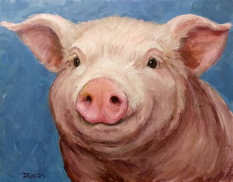 Sweet Baby Pig Portrait Painting By Dottie Dracos Pixels