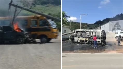 A Gazeta Nibus E Carro Pegam Fogo Ap S Acidente Feridos Em