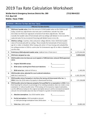 Fillable Online 2021 Tax Rate Calculation Worksheet Waller County