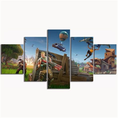 Fortnite Battle Royale 5piece Canvas Wall Art Poster Set For Living