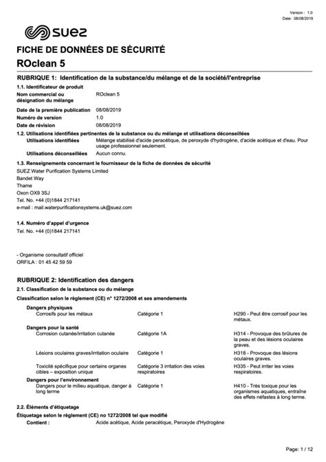 Safety Datasheet Purite Distributor Portal