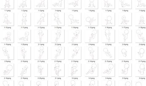 【トレス素材】35頭身ミニキャラクター座りポーズ集 Illust Pose Booth