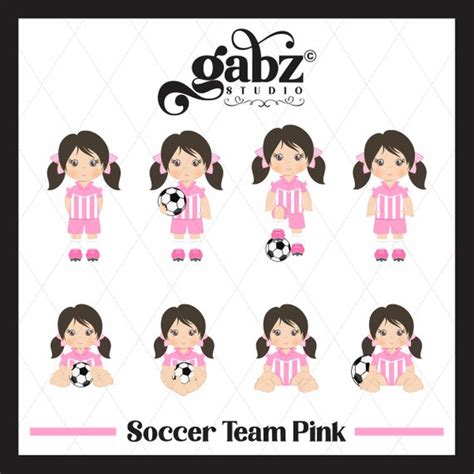 Soccer Team Pink Girls Football Soccer Clip Art Party Etsy