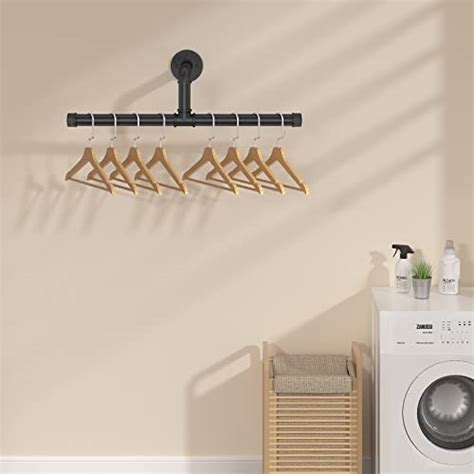 Elibbren Industrial Pipe Floating Clothing Rack Wall Mounted