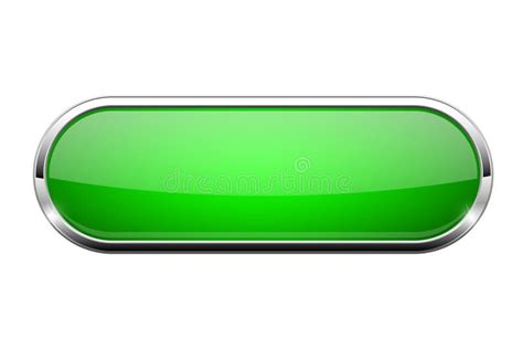 Green Glass Button Shiny Oval 3d Web Icon Stock Vector Illustration