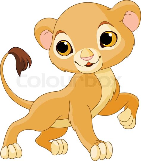 Brave cute Lion Cub of a white background | Stock vector | Colourbox