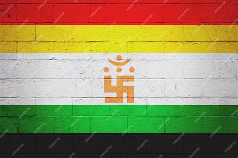 Premium Photo | Flag of the jainism painted on a wall