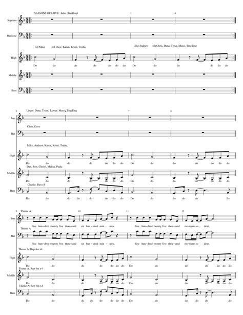 Seasonsoflove5 Sheet Music For Soprano Alto Bass Baritone Choral