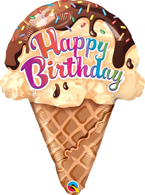 27" Mylar Happy Birthday Ice Cream Cone | Hico Distributing of Colorado