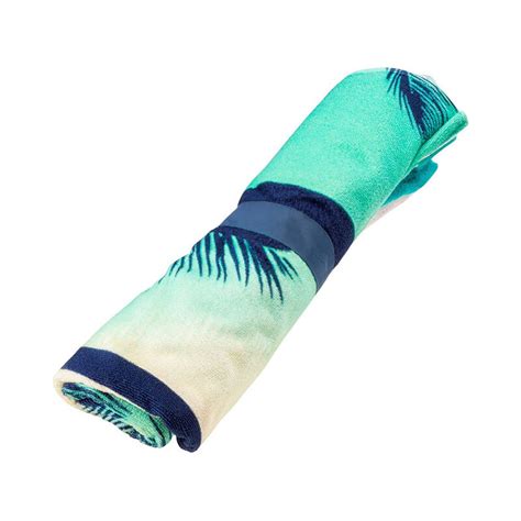 serviette de plage toflo vert noir blanc aquawave decathlon