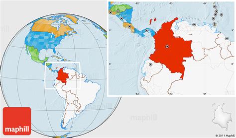 Political Location Map Of Colombia Highlighted Continent